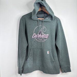 Carhartt Hoodie 1X Relaxed Fit Mountain Graphic Hiking Outdoor Gorpcore Green